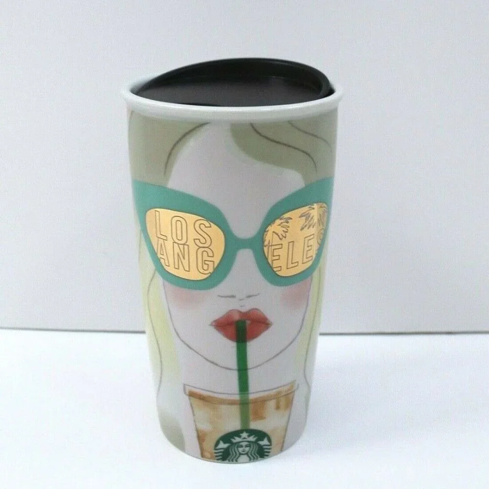 Starbucks LOS ANGELES Traveler Double Wall Ceramic Tumbler 12 oz